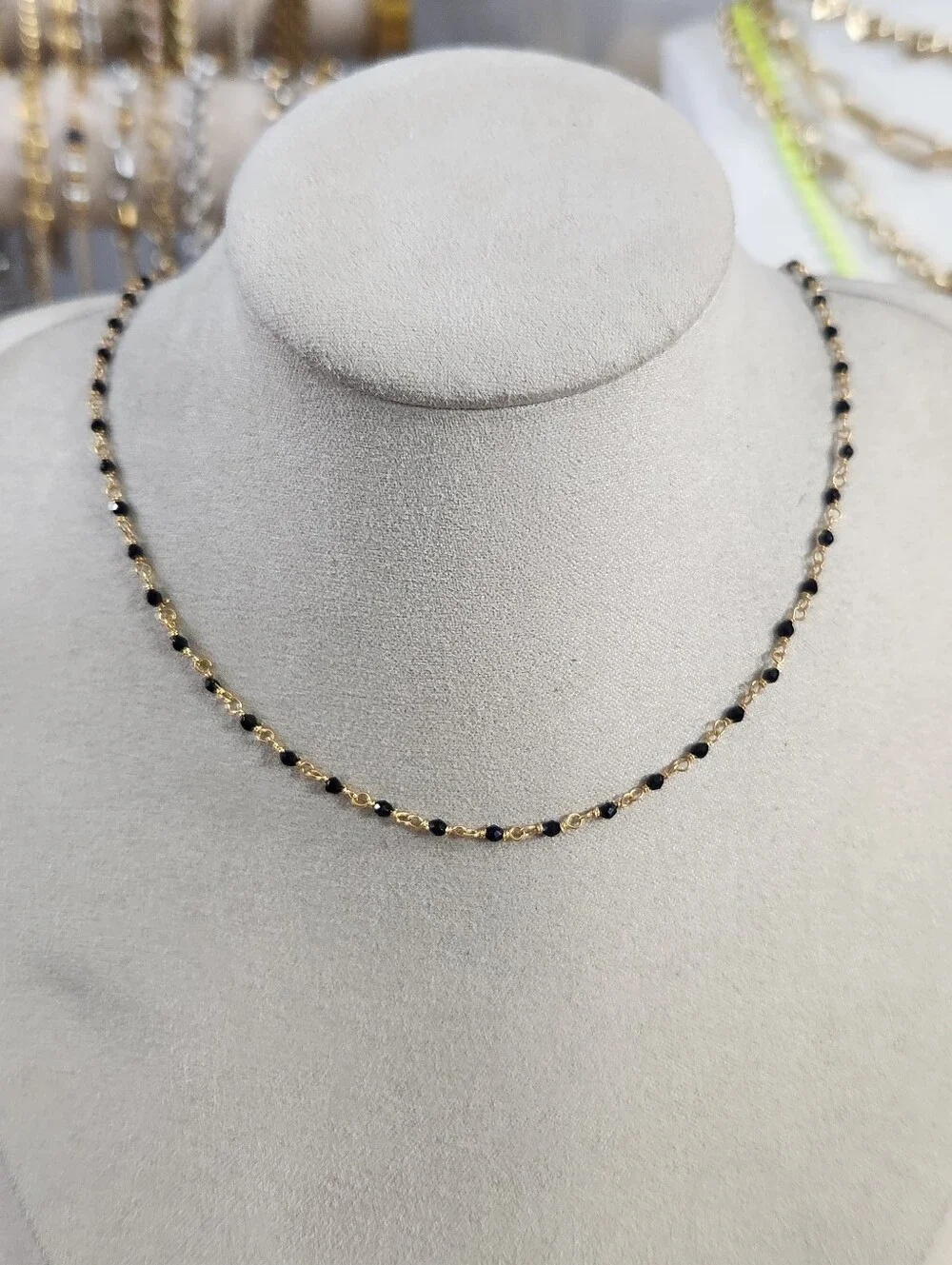 Delicate Gold Black Tourmaline Chain Necklace